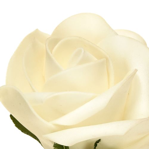 Article Roses en mousse Fleurs avec tiges Crème Ø7,5cm 18 pcs