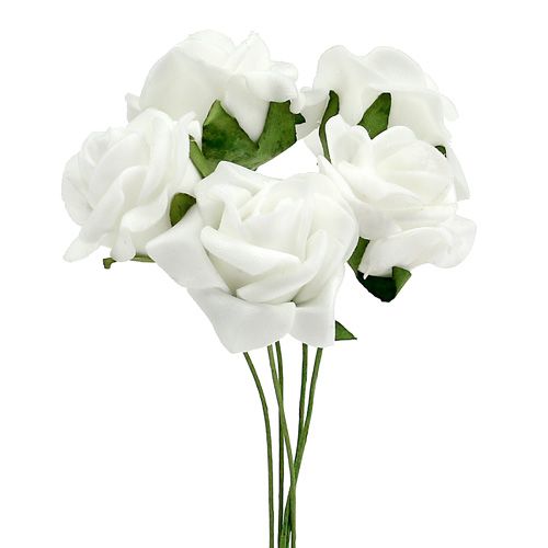 Rose en mousse Ø 3,5cm blanc 48 pièces