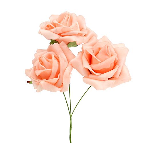 Floristik24 Rose en mousse Ø 6cm rose saumon 27p