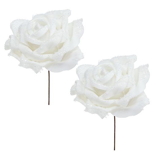 Foamrose blanc Ø10cm enneigé 6pcs