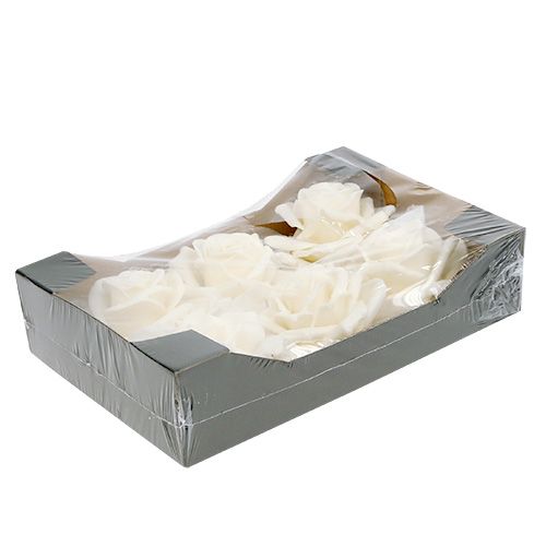 Floristik24 Foamrose blanc Ø10cm enneigé 6pcs