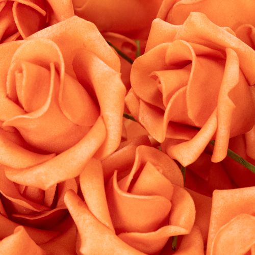 Roses artificielles orange 5 cm mousse lot de 100 | Floristik24.fr