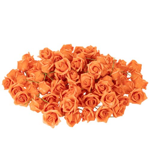 Roses artificielles orange 5 cm mousse lot de 100 | Floristik24.fr