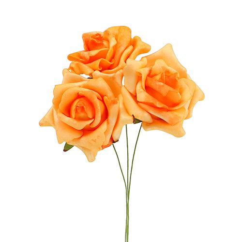 Floristik24 Foamrose Ø6cm orange clair 27p