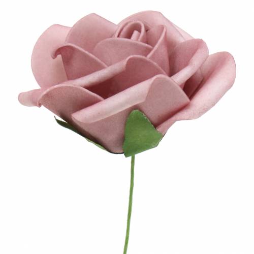 Article Rose en mousse Ø7,5cm vieux rose 18 pcs