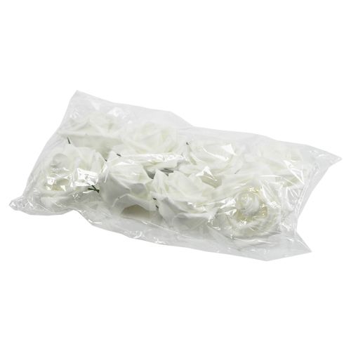Floristik24 Rose en mousse blanche Ø10cm 8pcs