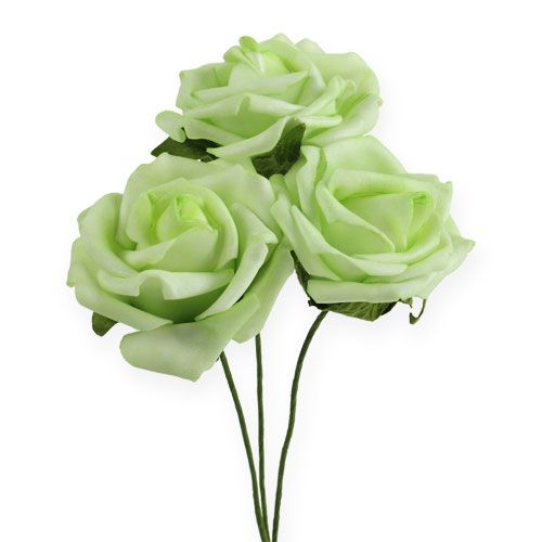 Rose en mousse Ø 6cm vert 27p
