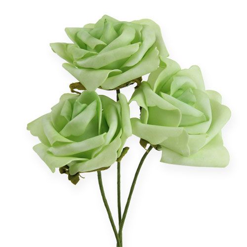 Floristik24 Rose en mousse Ø 8cm vert 18p