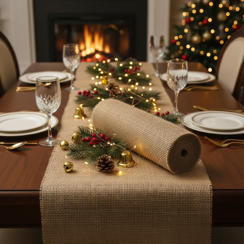 Article Chemin de table ruban de jute naturel 30cm 10m