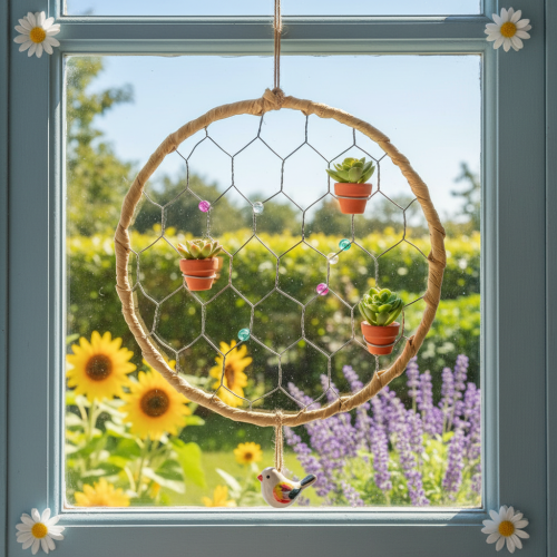 Article Anneaux décoratifs en métal et raphia, Ø 20 cm, lot de 4, décoration murale bohème, décoration de fenêtre