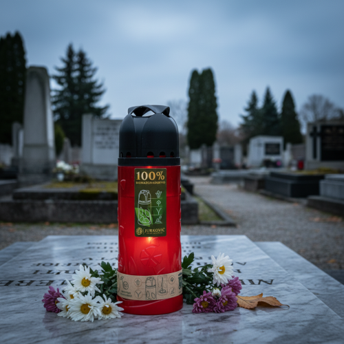 Article Bougie funéraire à l'huile végétale rouge Bougie ICP pour le souvenir H24cm