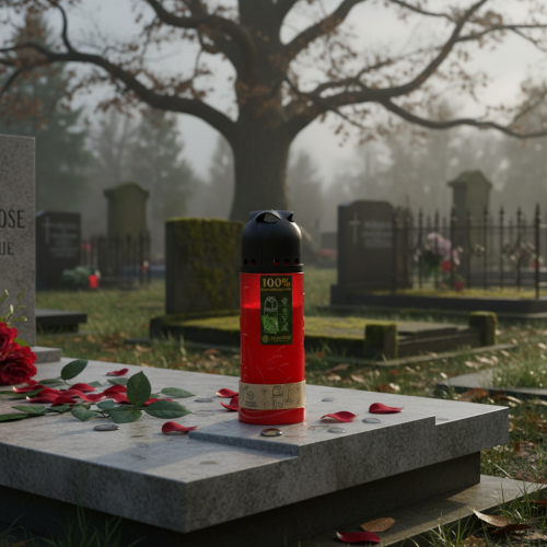 Article Bougie funéraire à l'huile végétale rouge Bougie ICP pour le souvenir H24cm