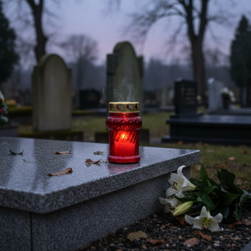 Article Bougie funéraire pour la décoration automnale des tombes à l'occasion de la Toussaint et du Dimanche des Morts, 13 cm, lot de 8