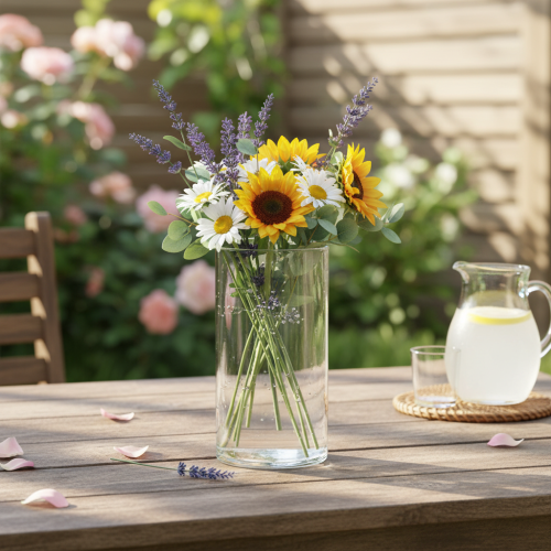 Article Grand vase en verre, cylindre de verre simple pouvant servir de vase à fleurs ou d'objet décoratif, 20 cm