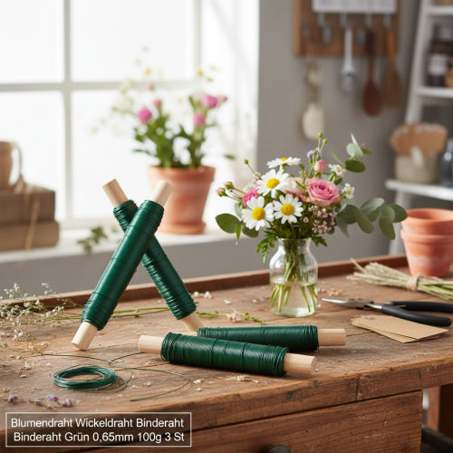 Article Fil de fer pour wrapping floral vert 0,65 mm 100 g 3 pièces