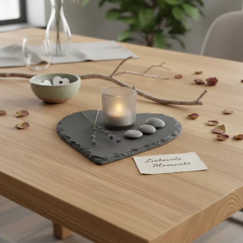 Photophore bougie et matières naturelles pour table du soir