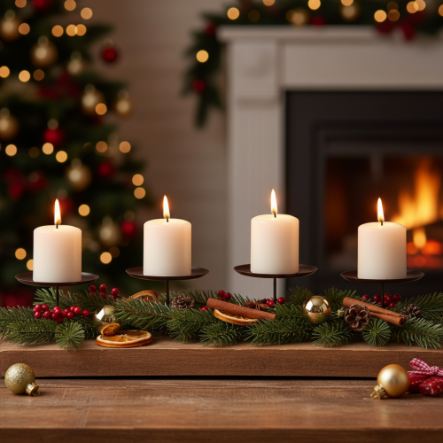 Article Bougeoir marron Ø8cm 4 pcs