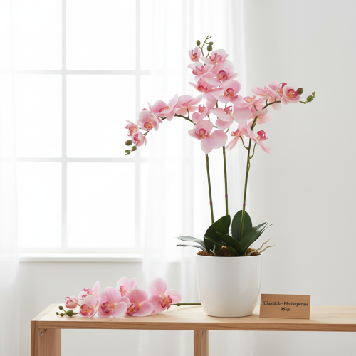 Article Orchidée Phalaenopsis artificielle 9 fleurs rose blanc 96cm