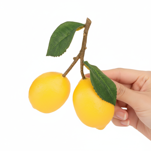 Article Branche de citronnier décorative de 16 cm, fruits artificiels (3 pièces)