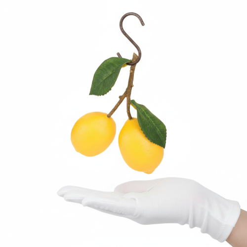 Article Branche de citronnier décorative de 16 cm, fruits artificiels (3 pièces)