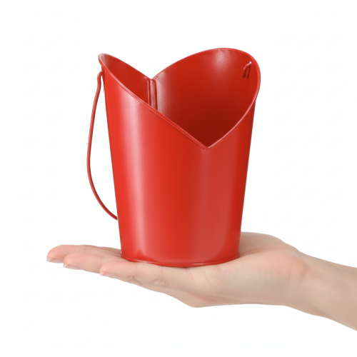 Article Pot de fleurs décoratif en métal en forme de cœur avec anse, rouge, Ø 12 cm, H 15/9 cm