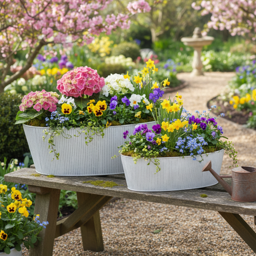 Article Bol ovale en métal blanc et argent, 32,5 cm/37 cm, lot de 2.