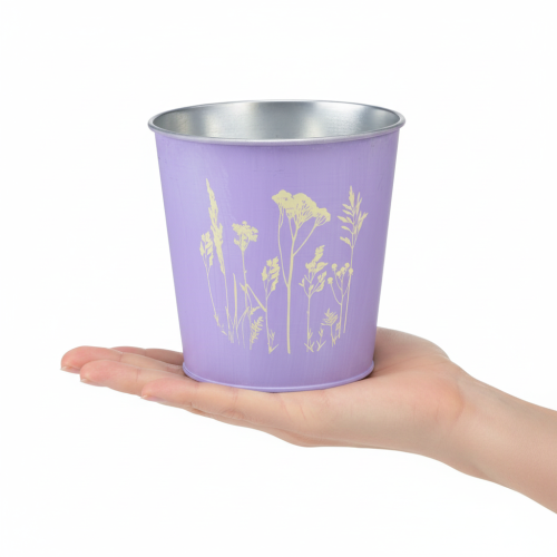 Article Pot de fleurs en métal, jardinière, violet, Ø 11,5 cm, H 11,5 cm