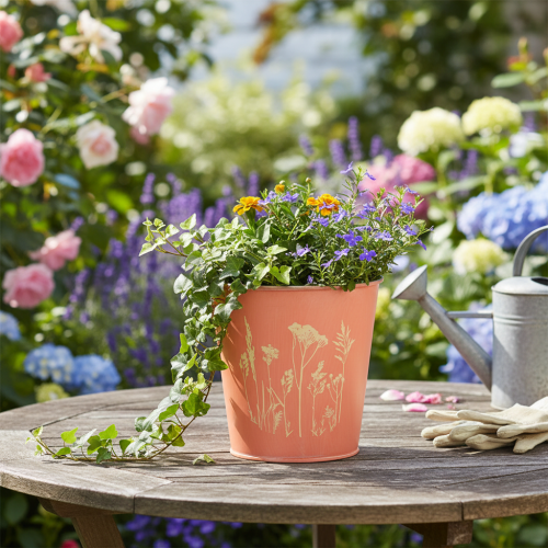 Article Pot de fleurs abricotier en métal Ø11,5 cm H11,5 cm