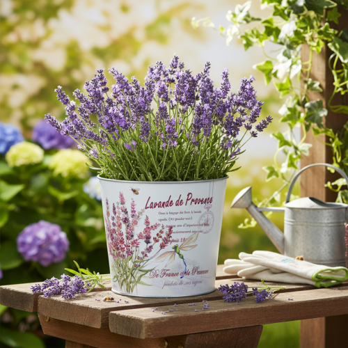 Article Pot de fleurs en métal, lavande, Ø 21 cm H 18 cm