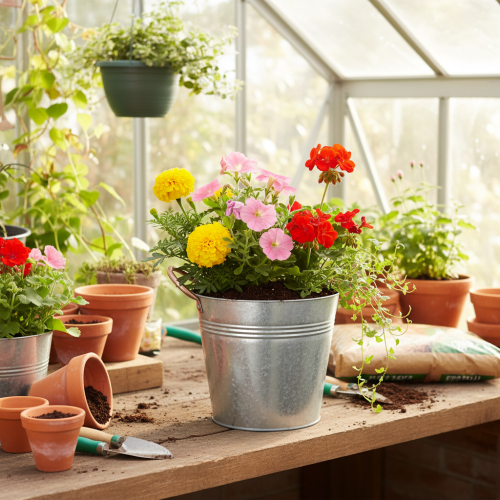 Article Pot de fleurs en métal avec poignées, seau décoratif, Ø16cm H15cm
