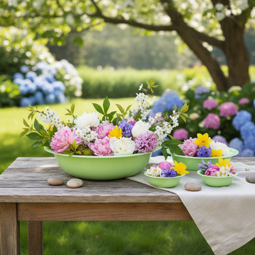 Article Bol décoratif en métal, vert, aspect émaillé, Ø29cm