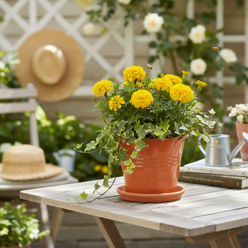 Article Seau/jardinière décoratif en métal, brun orangé, Ø 16 cm, H 14,5 cm, 1,6 L