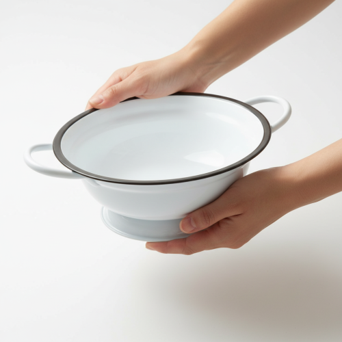 Article Bol décoratif en métal, blanc et noir, Ø 16,5 cm, H 6,5 cm, lot de 4