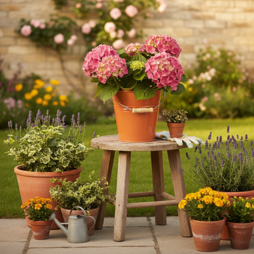 Article Seau/jardinière décoratif en métal, brun orangé, Ø 22 cm, H 21,5 cm, 6 L