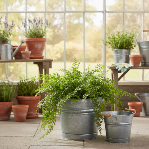 Article Seau/pot décoratif vintage en métal, Ø22cm, H20cm