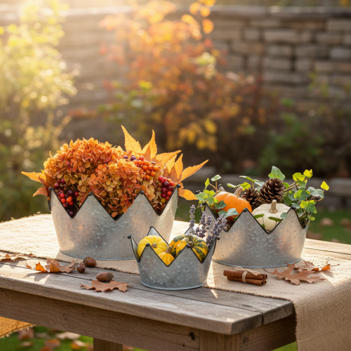 Article Bol décoratif en métal, couronne Ø 26,5/22,5/19 cm, lot de 3