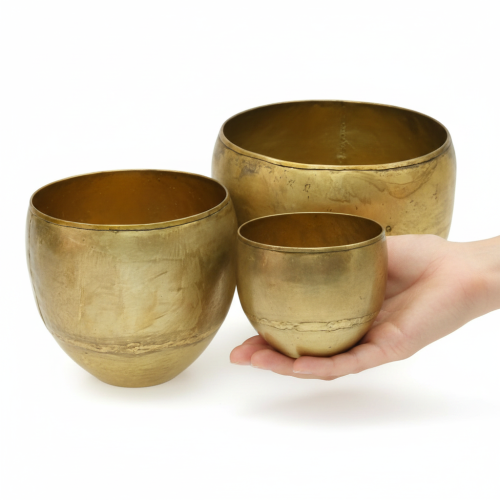 Vases décoratifs en métal aspect laiton, Ø 18/15/12,5 cm, lot de 3 | Floristik24.fr