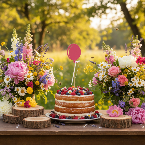 Article Bouchon de fleur bouquet décoration gâteau topper ballon rose 28cm 8 pcs