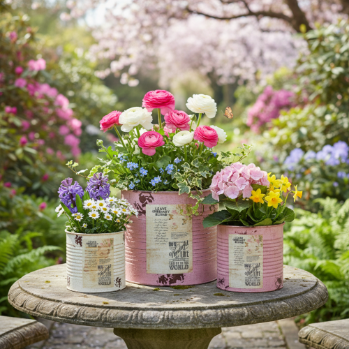 Article Ensemble de pots de fleurs pour balcon et jardin, jardinière décorative, style vintage, 15 cm, 3 pièces
