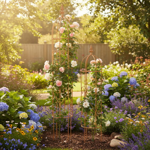 Treillis de jardin, support pour rosiers et autres plantes grimpantes, idéal pour l'aménagement paysager, 108 cm, lot de 2. | Floristik24.fr