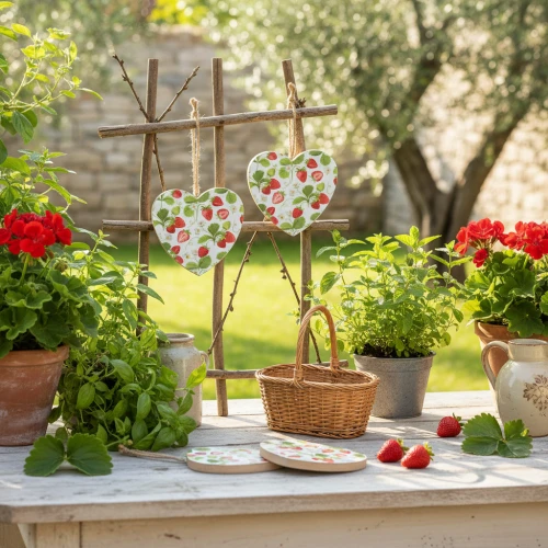 Décoration en bois avec coeurs suspendus pour mur et terrasse