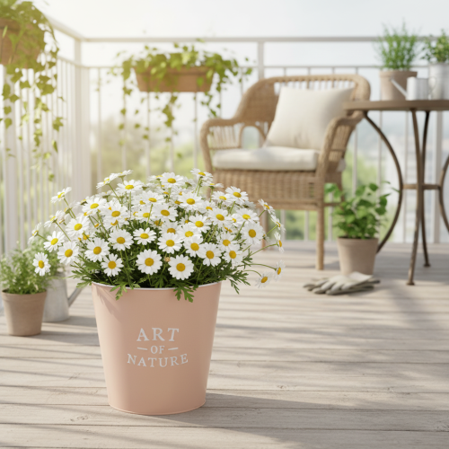Article Pot de fleurs en zinc, jardinière en métal, rose antique, Ø 22 cm H 21 cm