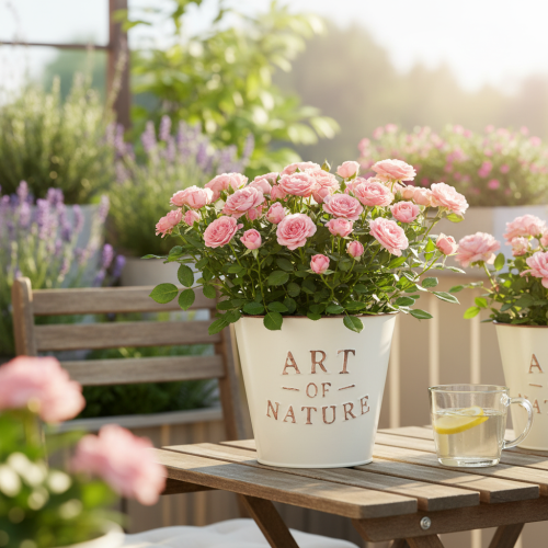 Article Pot de fleurs en zinc, couleur crème, Ø15cm H13,5cm