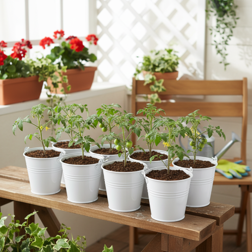 Article Seaux en métal blanc, Ø12 cm, H10 cm, lot de 8