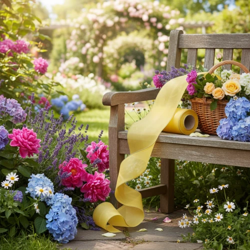 Rubans panier et fleurs pour décoration de mariage champêtre