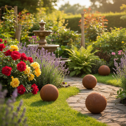 Article Sphère de jardin, ornement décoratif pour la pelouse, pièce maîtresse intemporelle pour le jardin, 10 cm, lot de 4