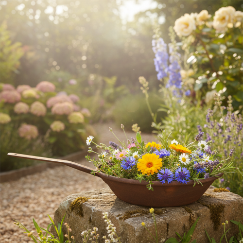 Plateau de plantation, bac couleur rouille avec poignée, jardinière en métal, Ø31cm | Floristik24.fr