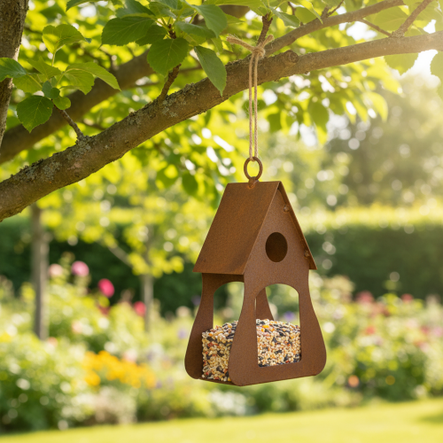 Nichoir suspendu décoratif, nichoir décoratif couleur rouille, 17,5 cm | Floristik24.fr