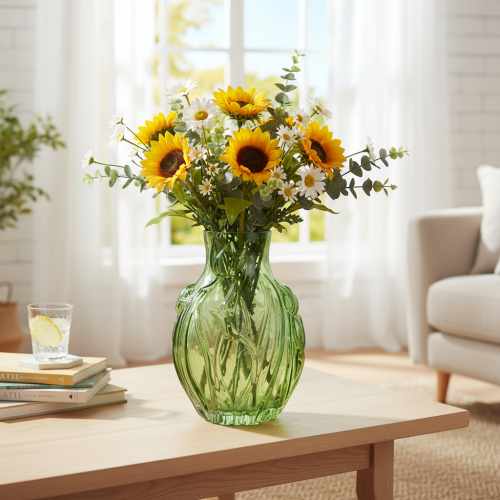 Vase en verre à motif de tulipe en relief, pour la décoration intérieure, 22,5 cm | Floristik24.fr
