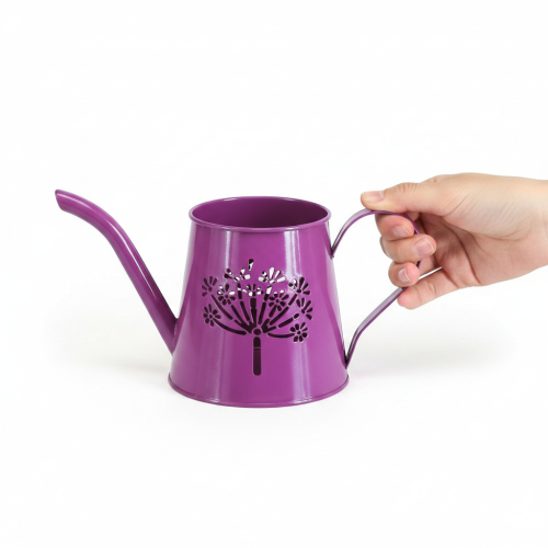 Arrosoir décoratif, métal violet, style bohème, motif pissenlit, 12 cm de haut, lot de 2 | Floristik24.fr